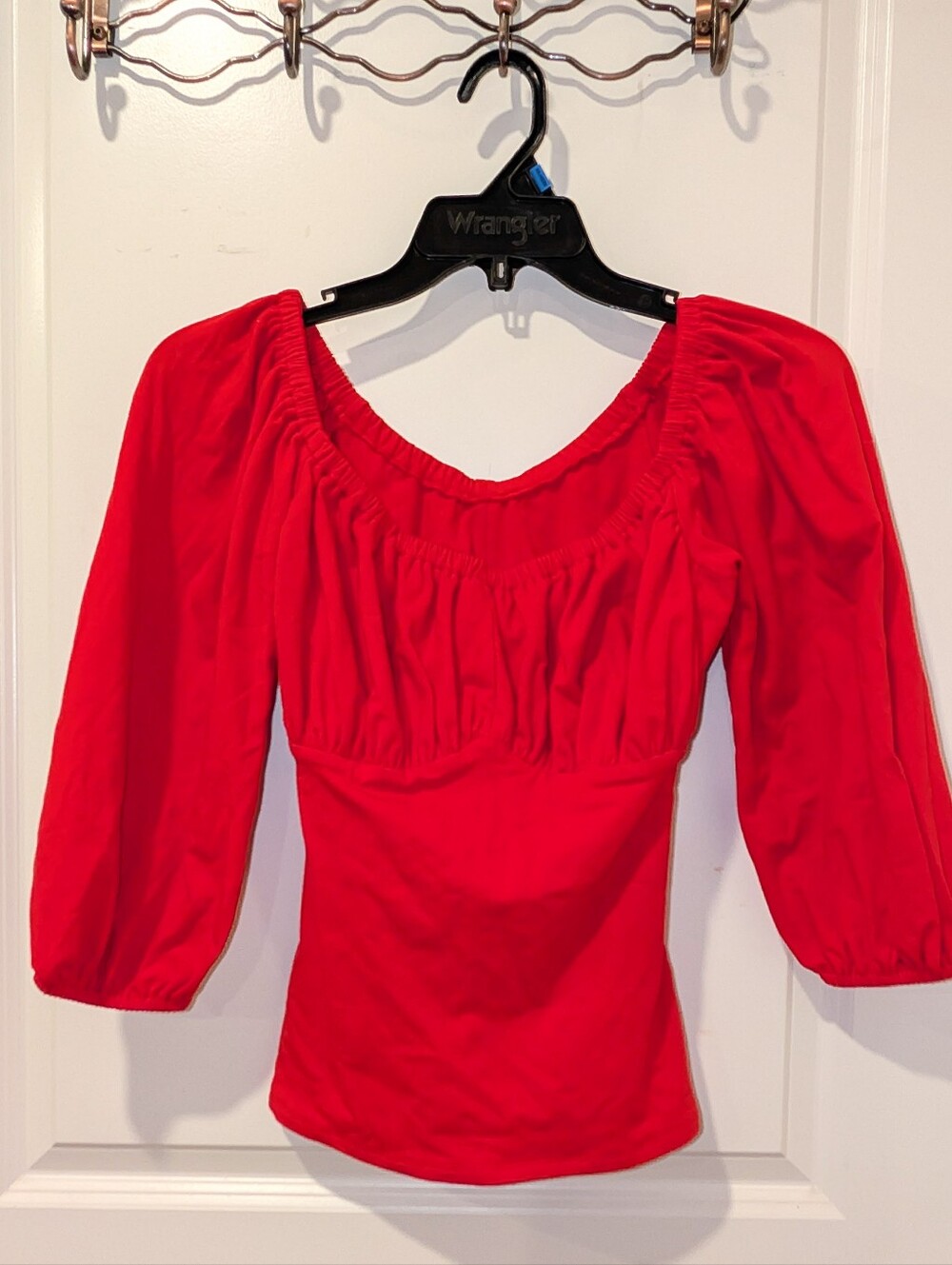 BACKLOT Vixen By Micheline Pitt Red Vacation Top 3/4ths Sleeve Pinup